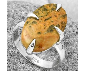 Natural Moroccan Yellow Jacket Jasper Ring size-8 SDR192991 R-1305, 13x20 mm