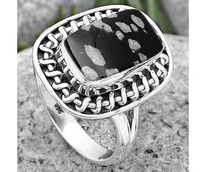 Natural Snow Flake Obsidian Ring size-7 SDR193982 R-1279, 8x12 mm