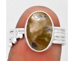 Natural Australian Prehnite Ring size-8 SDR194000 R-1492, 10x14 mm