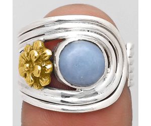 Two Tone Flower - Natural Angelite Ring size-7 SDR194023 R-1491, 7x7 mm