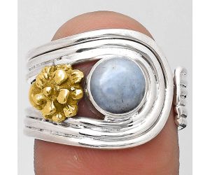 Two Tone Flower - Natural Angelite Ring size-8 SDR194025 R-1491, 7x7 mm
