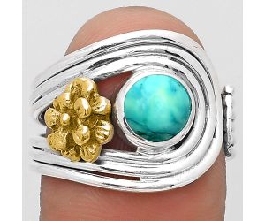 Two Tone Flower - Turquoise Magnesite Ring size-8 SDR194029 R-1491, 7x7 mm