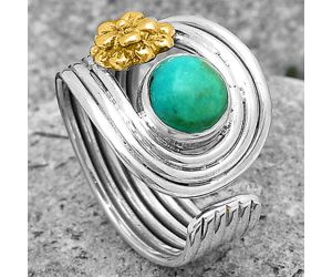 Two Tone Flower - Turquoise Magnesite Ring size-8 SDR194033 R-1491, 7x7 mm