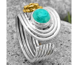 Two Tone Flower - Turquoise Magnesite Ring size-7 SDR194041 R-1491, 7x7 mm