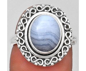 Blue Lace Agate - South Africa Ring size-7.5 SDR194209 R-1164, 9x11 mm