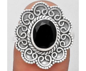 Filigree - Natural Black Onyx - Brazil Ring size-7 SDR194387 R-1337, 8x10 mm