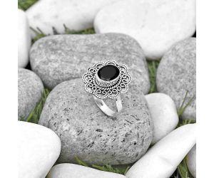 Filigree - Natural Black Onyx - Brazil Ring size-9 SDR194391 R-1337, 8x10 mm