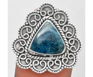 Filigree - Natural Neon Blue Apatite Ring size-8 SDR194400 R-1337, 10x10 mm