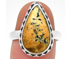 Natural Russian Honey Dendrite Opal Ring size-7 SDR194531, 10x18 mm