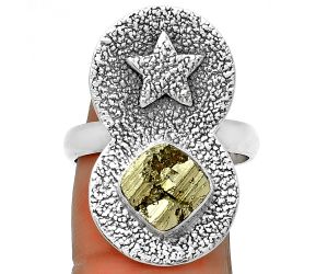 Star - Natural Peruvian Golden Pyrite Ring size-9 SDR194828, 8x8 mm