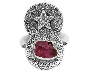 Star - Natural Pink Tourmaline Rough Ring size-8 SDR194829 R-1290, 7x9 mm
