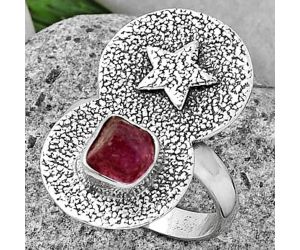 Star - Natural Pink Tourmaline Rough Ring size-8.5 SDR194841 R-1290, 7x7 mm
