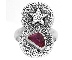 Star - Natural Pink Tourmaline Rough Ring size-9 SDR194854 R-1290, 6x9 mm