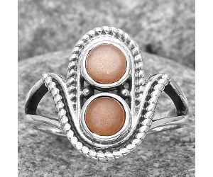 Natural Peach Moonstone Ring size-8 SDR195793 R-1027, 5x5 mm