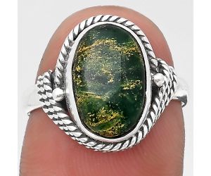 Natural Green Fuchsite Ring size-7 SDR196687 R-1257, 9x13 mm
