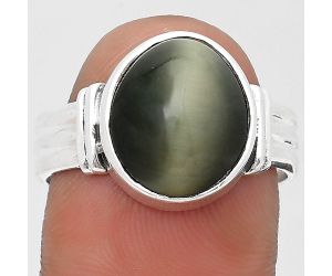 Natural Genuine Cats Eye Ring size-8.5 SDR196791, 11x13 mm