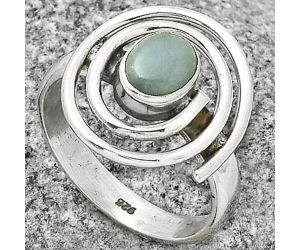 Spiral - Natural Angelite Ring size-8 SDR196860 R-1485, 7x5 mm