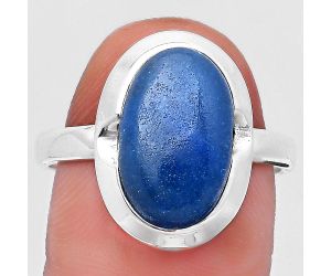 Natural Blue Quartz Ring size-9 SDR197348 R-1059, 9x14 mm