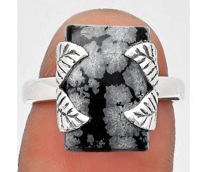 Natural Snow Flake Obsidian Ring size-7 SDR197422 R-1354, 10x15 mm