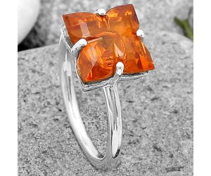 Lab Created Padparadscha Sapphire Ring size-7 SDR197669 R-1019, 10x10 mm