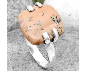 Natural Russian Honey Dendrite Opal Ring size-8.5 SDR198436, 16x16 mm