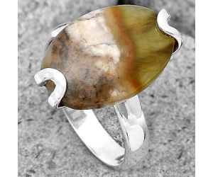 Natural Australian Prehnite Ring size-8 SDR198946 R-1479, 12x18 mm