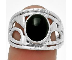 Natural Black Onyx - Brazil Ring size-7 SDR199206 R-1133, 8x10 mm