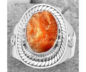 Natural Sunstone Rough Ring size-8 SDR199957 R-1398, 9x12 mm