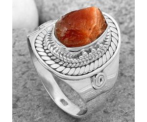 Natural Sunstone Rough Ring size-8 SDR199968 R-1398, 7x11 mm