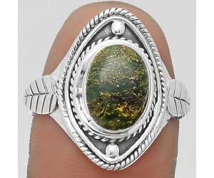 Natural Green Fuchsite Ring size-8.5 SDR200036 R-1258, 7x10 mm