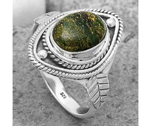 Natural Green Fuchsite Ring size-8.5 SDR200036 R-1258, 7x10 mm