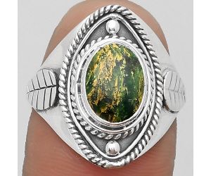 Natural Green Fuchsite Ring size-8 SDR200046 R-1258, 7x10 mm