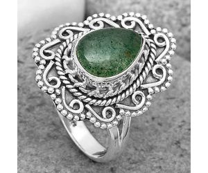 Natural Green Aventurine Ring size-7.5 SDR200119 R-1322, 8x11 mm