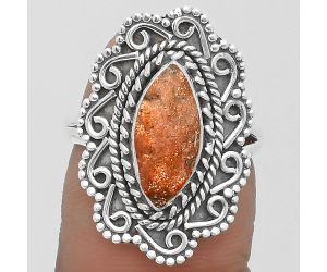 Natural Sunstone Rough Ring size-7 SDR200137 R-1322, 6x14 mm