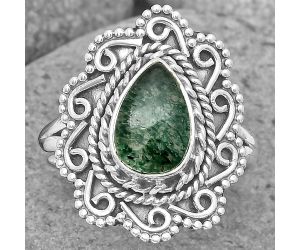 Natural Green Aventurine Ring size-8.5 SDR200138 R-1322, 7x10 mm
