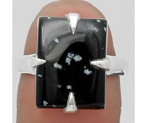 Natural Snow Flake Obsidian Ring size-8 SDR200391 R-1305, 12x16 mm