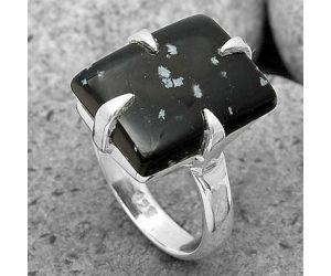 Natural Snow Flake Obsidian Ring size-8 SDR200391 R-1305, 12x16 mm