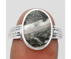 Natural Mexican Cabbing Fossil Ring size-7 SDR200533 R-1163, 11x15 mm