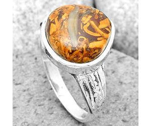 Coquina Fossil Jasper - India Ring size-9.5 SDR200589 R-1163, 13x13 mm