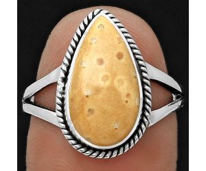 Natural Palm Root Fossil Agate Ring size-8 SDR200943 R-1010, 9x16 mm