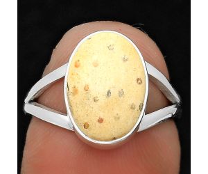 Natural Palm Root Fossil Agate Ring size-6 SDR201090 R-1002, 9x13 mm
