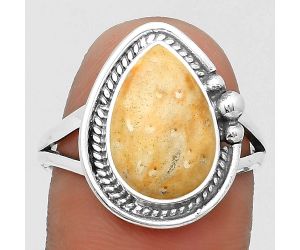 Natural Palm Root Fossil Agate Ring size-9 SDR201114 R-1148, 9x14 mm