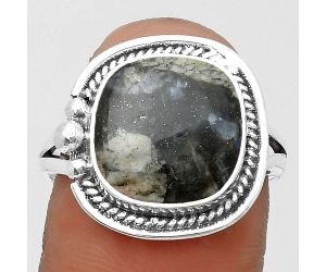 Llanite Blue Opal Crystal Sphere Ring size-9 SDR201124 R-1148, 12x12 mm