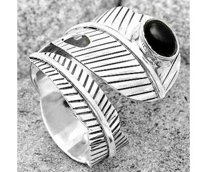 Adjustable Feather - Black Onyx Ring size-8 SDR201260 R-1473, 4x6 mm