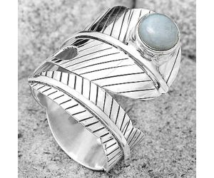 Adjustable Feather - Natural Angelite Ring size-8 SDR201263 R-1473, 6x6 mm