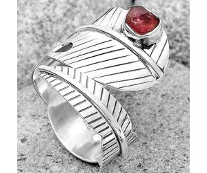 Adjustable Feather - Pink Tourmaline Rough Ring size-9.5 SDR201265 R-1473, 5x5 mm