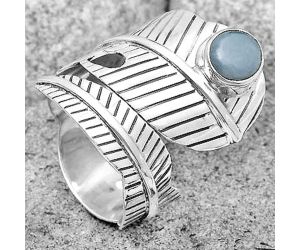 Adjustable Feather - Angelite Ring size-7.5 SDR201273 R-1473, 6x6 mm