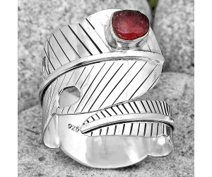 Adjustable Feather - Pink Tourmaline Rough Ring size-9 SDR201277 R-1473, 5x6 mm