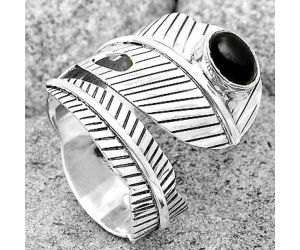 Adjustable Feather - Black Onyx Ring size-7 SDR201279 R-1473, 5x7 mm