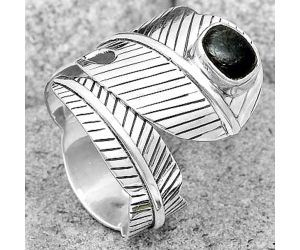 Adjustable Feather - Nuummite Ring size-8.5 SDR201280 R-1473, 5x7 mm